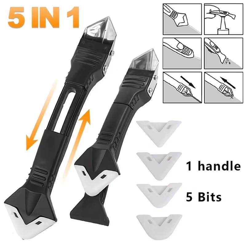 Silicone Caulking Tools-3 in 1 Sealant Finishing Tool Grout Remove Scraper Caulk Remover Glass Glue Angle Scraper for Bathroom,Kitchen,Floor,Window,Sink Joint,Frames Seal(9pcs/set)