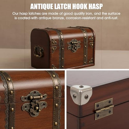 72 Pcs Retro Jewelry Box Hinges and Latches Hooks, Small Latches Hinges for Wooden Boxes Hardware, Antique Cabinet Furniture Hinge Hasp Clasp (Bronze Tone)