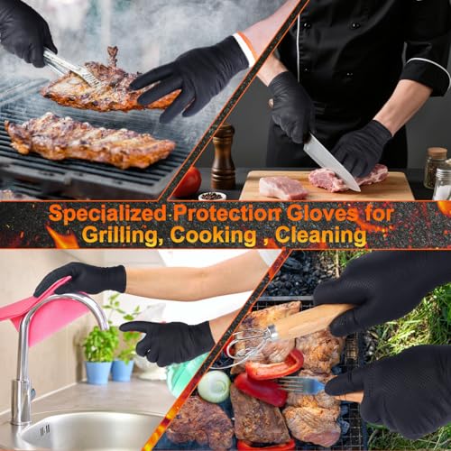 ANBOSON BBQ Gloves for Cooking Baking Grilling, 100 Count Disposable Nitrile Gloves and 4 Count Cotton Glove Liners Washable (10mil Nitrile, X-Large) - size: X-Large, style: 10mil Nitrile