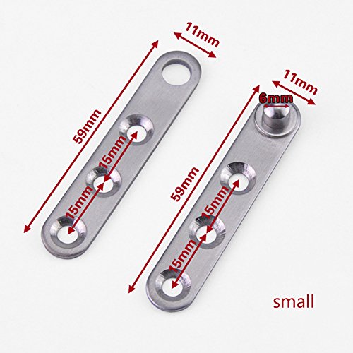 4 Piece Stainless Steel 360 Degree Rotating Concealed Hinges, Door Pivot Hinges Stainless Steel Drawer Window Door Fittings for Door Cabinets Cabinet (Small) - size: Small