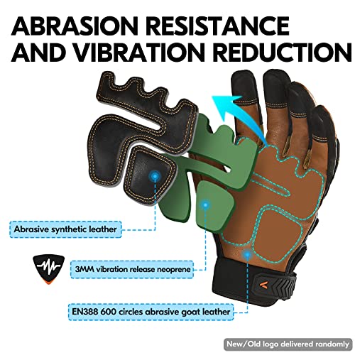 Vgo... -4℉ or above Winter Waterproof High Dexterity Heavy Duty Mechanic Glove, Anti-vibration, Anti-abrasion, Touchscreen (1 Pair,M,Brown,GA8954FW) - color: Brown, size: Medium