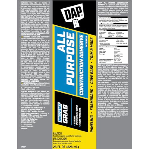 DAP DYNAGRIP All Purpose Construction Adhesive - size: 28 FL OZ