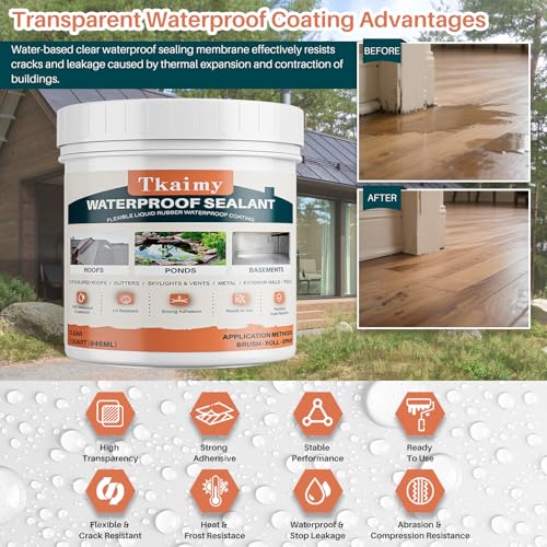 1 Quart (32oz) Invisible Waterproof Agent, Transparent Waterproof Coating for Roof Repair, Walls, Window, Bathroom, Kitchen, Water-Based Clear Sealant, Indoor & Outdoor Water Proof Coating Sealant - style: 32 OZ