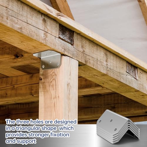 Yuleimy 4 Inch Wide L Brackets Corner Mount, 90° Angle Iron with Holes, 2x4 Galvanized Corner Brace, Gusset Angle Bracket for Wood Fence, Deck Post, Shelves, Beams, Beds, Silver (15 PCS) - size: 15PCS Silver