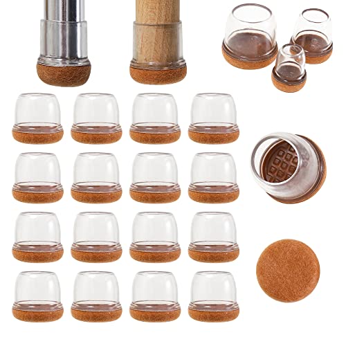 Chair Leg Floor Protectors 1 inch, Silicone Chair Leg Caps Felt Furniture Pads for Hardwood Floors, Clear Floor Protectors for Chair Legs - size: 1"-16Pcs