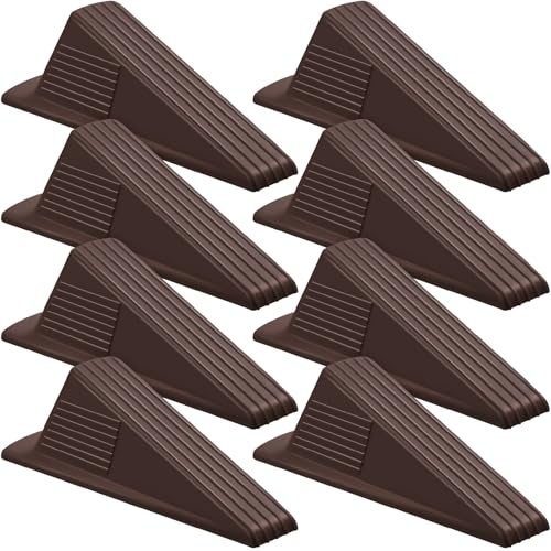 Frienda 8 Pcs Jumbo Door Stoppers Heavy Duty Door Stopper Tall up to 2inch Tall Wedge TPR Large Wedge Stackable Big Rubber Doorstop for Hotel Carpet Hardwood Concrete and Tile (Coffee) - color: Coffee