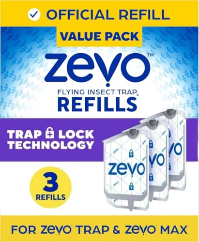 Zevo Flying Insect Trap Official Refill Cartridges - Fits Both Zevo Trap & MAX Indoor Fly Trap - to Catch Gnats, House & Fruit Flies (3 Official Refill Cartridges) - style: 3 Refills Cartridges