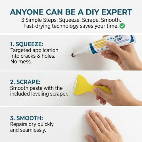 Drywall Patch Repair Kit - Wall Mending Agent for Nail Holes & Cracks | Non-Shrinking Wall Repair Paste with Scraper & Nozzle | Odorless, Quick-Drying Putty (2SETS) - color: 2SETS