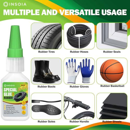 Super Rubber Glue, 20g Heavy Duty Rubber Adhesive for RC Tires, Shoe Soles, Belts, Hoses, Car Seals, Mats, Motorcycle Grips & DIY Repairs – Quick-Dry, Waterproof, Heat-Resistant CA Glue - size: 20 Grams * 1 Pack, style: Rubber Glue