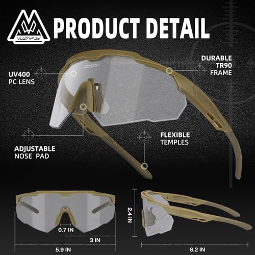 Shooting Glasses Anti Fog with High Definition Lenses, ANSI Z87+ Certified Tactical Safety Glasses for Men Women - color: P2-photochromic Grey