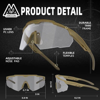 Shooting Glasses Anti Fog with High Definition Lenses, ANSI Z87+ Certified Tactical Safety Glasses for Men Women - color: P2-photochromic Grey