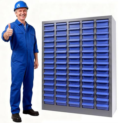 Large Parts Cabinet : 75-Drawer Nut and Bolt Organizer with ABS Drawers, Adjustable Dividers, Labels, 860-Pound Capacity for Hardware Storage (26x9x35In) - size: 75-Drawer