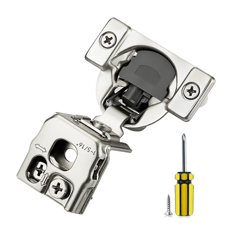 Ravinte 2 Pack 1 Pair 1-5/16 inch Overlay Soft Close Kitchen Cabinet Hinges Stainless Steel Adjustable Kitchen Hinges Satin Nickel Cabinet Hardware - size: 1-5/16 inch Overlay