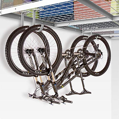 FLEXIMOUNTS 4 Pack Add On Storage Flat Hook Accessory for Garage Ceiling Rack and Wall Shelving, Max Weight Capacity up to 50lbs, White - color: White