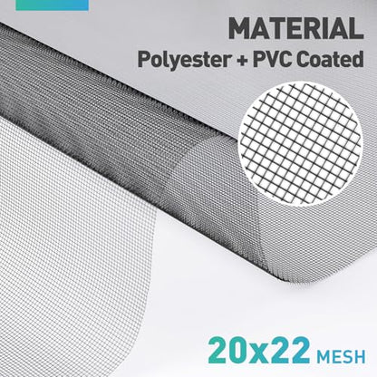 Window Screen,20x22Mesh High Visibility Window Screen Mesh Roll,37.4IN x 16.4FT Polyester Screen Replacement Repair Kit for Window, Door,Patio,Porch - size: 20x22 Mesh