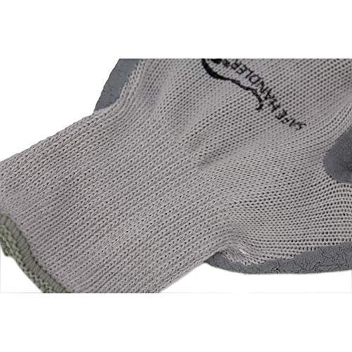 SAFE HANDLER Ultra Stretch Grip Gloves | Latex Crinkle Coated Grip, Thick Lining, Comfort & Flexibility, Grey, OSFM, 1 pair (2 gloves) - color: Grey