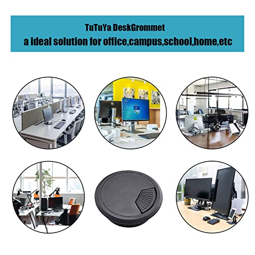 TuTuYa 6PCS Desk Grommet, Desk Cable Grommet 3-1/6 Inch (80 mm) Black Desk Cable Hole Cover with Hole Saw, Cable Pass Through, Ideal Solution for Office and Home Table Cable (Black, 3-1/6 Inch) - color: 3-1/6inch _80mm Black 6PCS