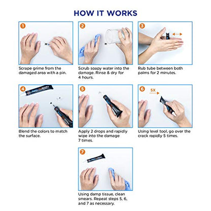 MagicEzy Tile RepairEzy (Black/White) - Laminate Floor Repair Kit - Ceramic Tile Repair Kit - Bathroom Tile Repair Kit - Crack Filler - Gray Porcelain, Ceramic, Acrylic, Stone, PVC, Fiberglass, Vinyl - color: Black / White Kit