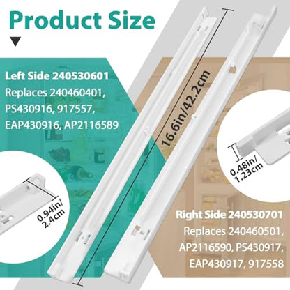 240530601(Left) & 240530701(Right) Refrigerator Pan Hangers Replacement – Drawer Slide Rail Kit Replaces 240460401, 240460501