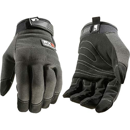 Wells Lamont Men's FX3 Extreme Dexterity Work Gloves – Padded, Ergonomic Work Gloves, Touchscreen Compatible – Heavy Duty Synthetic Leather with Reinforced Fingertips and Adjustable Fit – Gray - L - size: Large (Pack of 1)