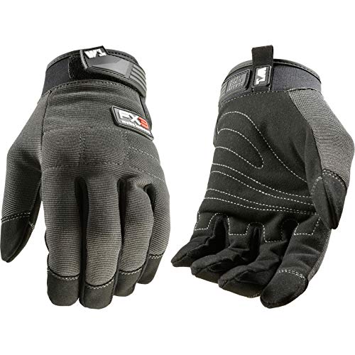 Wells Lamont Men's FX3 Extreme Dexterity Work Gloves – Padded, Ergonomic Work Gloves, Touchscreen Compatible – Heavy Duty Synthetic Leather with Reinforced Fingertips and Adjustable Fit – Gray - L - size: Large (Pack of 1)