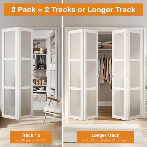 Bifold Door Hardware Kit, 2-Pack 24-Inch Bi-fold Closet Door Track Kit Bifold Closet Door Hardware Kit Folding Door Hardware Repair Replacement Tool Kit - size: 24 Inch