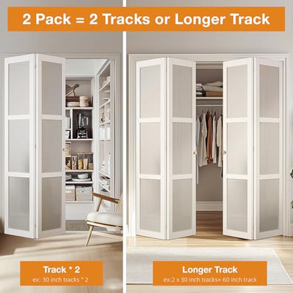 Bifold Door Hardware Kit, 2-Pack 24-Inch Bi-fold Closet Door Track Kit Bifold Closet Door Hardware Kit Folding Door Hardware Repair Replacement Tool Kit - size: 24 Inch