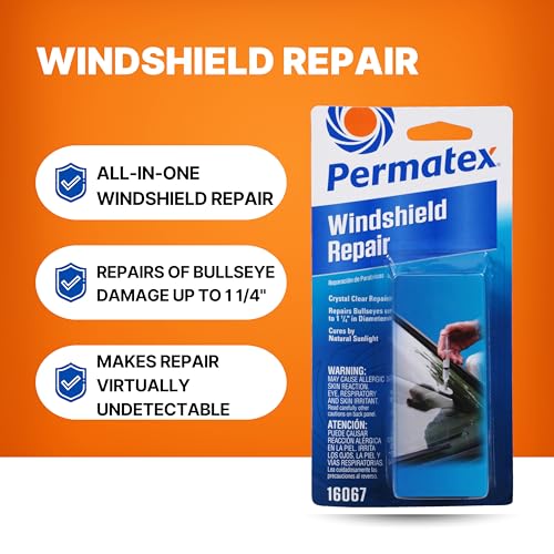 Permatex 16067 Bullseye Windshield Repair Kit, .025 oz. Syringe, .025 Ounce Syringe , White - size: .025 Ounce Syringe