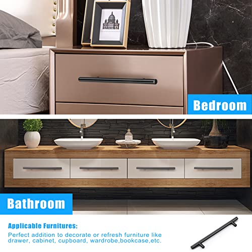 KNOBWELL 6 Pack 6-3/10" Black Cabinet Pulls and Handles, Matte Black Dresser Drawer Pulls Kitchen Cupboard Handles, 8-4/5" Overall Length - color: Black, size: 6 3/10inch(160mm)