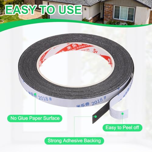 PATIKIL Sponge Rubber Foam Tape, 3/8" W x 1/32" t x 16.4ft l Self-Adhesive Foam Insulation Tape Weather Stripping for Window Door Soundproofing Weatherstrip AC Seal Strip, Black - size: 3/8" x 1/32" x 16.4ft