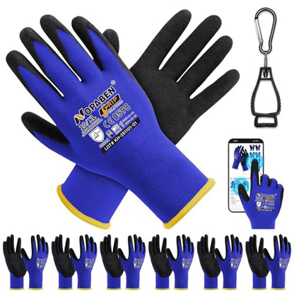 Safety Work Gloves - 7 Pairs, Seamless Knit Glove with MicroFoam Nitrile Coated Smooth Grip on Palm & Fingers for Men and Women, Ideal for General Duty Work (XL,Blue) - size: X-Large, style: 7 Pairs,blue