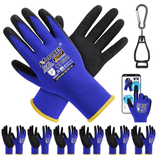 Safety Work Gloves - 7 Pairs, Seamless Knit Glove with MicroFoam Nitrile Coated Smooth Grip on Palm & Fingers for Men and Women, Ideal for General Duty Work (XL,Blue) - size: X-Large, style: 7 Pairs,blue