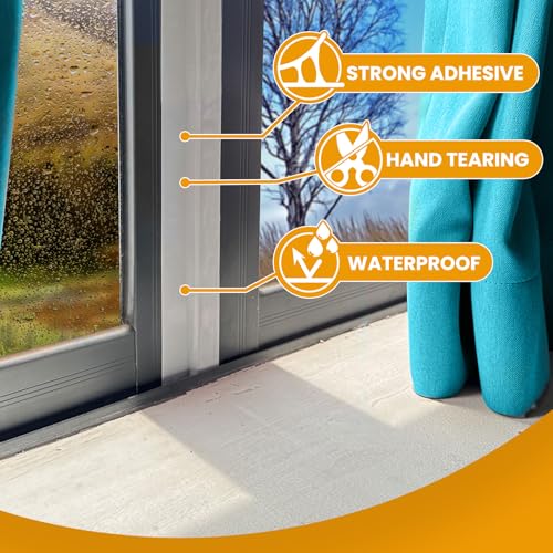 White Window Weather Sealing Tape,Window Draft Isolation Sealing Film Tape,Window AC Seal Air Conditioner Sealing Tape No Residue, Self Adhesive for Keep Out Cold Air Dust Rain, Waterproof - color: White, size: 2 Inch x 65 FT