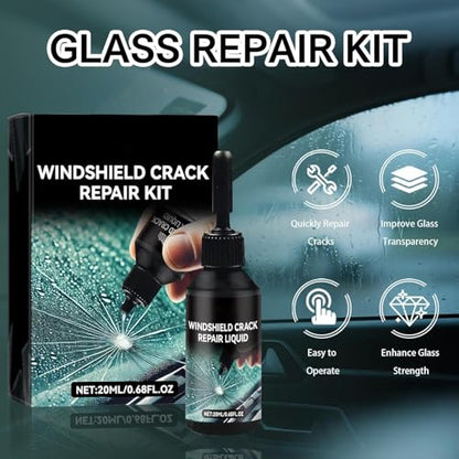 Upgraded Windshield Crack Repair Kit - 2025 New Nano Glass Repair Liquid, Car Glass Repair Tool, 5-Min Quick Fix for Chips, Star-Shaped & All Cracks, Long-Lasting for Windshields, Windows & Mirrors