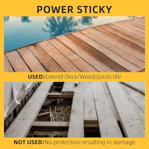 Deck Joist Tape 6 Inch x 50 Ft – Waterproof Butyl Sealant Tape for Extreme Temperature, UV Resistant & Anti-Corrosion, Ideal for Wood Joists, Beams, RV Roof & Outdoor Deck Protection - size: 6" X 50 Ft