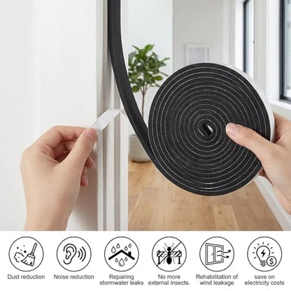 26.24ft Self Adhesive Foam Tape Weatherstrip, 4 roll 0.59inx0.39in x 6.56Ft/Roll, High Density Foam Insulation Strips Seal Weather Stripping Strong Adhesive Door Window Sound Isolation