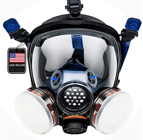 Parcil Distribution Full Face Respirator Mask - Air Purifying, Organic Vapor & Particulate - Industrial Use - CE Tested - color: Pt-100 Clear