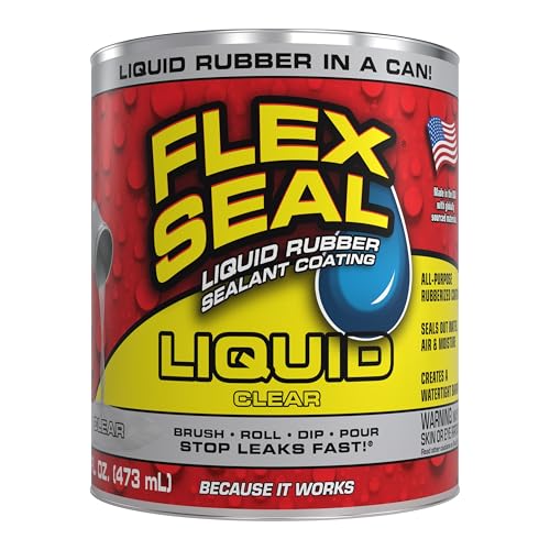 Flex Seal Liquid, Rubber Coating Sealant, Waterproof, Flexible, Breathable, and UV Resistant, Roof Repair, Basements, RV, Campers, Trailers, Marine, EPDM, Masonry, Clear, 16 oz