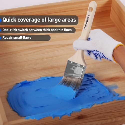Paint Brush, 2.5IN Stain Brushes for Painting Walls and Fence Staining, Wooden Handle Masonry Paintbrush(3 Packs) - size: 2.5 inch