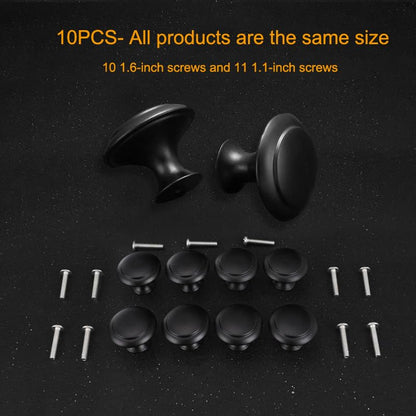 10PCS Cabinet Knobs for Dresser Drawers，1.2 Inch Premium and Elegant Matte Black Round Cabinet Knobs，Modern Single Hole Single Zinc Alloy Handle，Drawer Pulls，Dresser Door Knobs