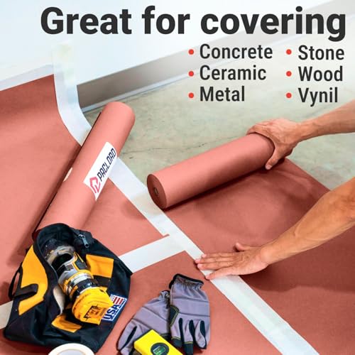Floor Protection Paper 18" x 1992" (166’) Red Rosin Paper Roll (Pack of 4) - Made in USA Thick Heavy-Duty 7 mil Masking Paper for Surface Protection from Paint, Dust, Foot Traffic - style: 996 sq ft (18" Pack of 4 Rolls)