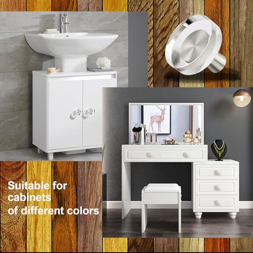 Crystal Kitchen Cabinet 4 Knobs Clear 1 1/5 Inch Dresser Knob Cabinets Handles Pulls, Glass Closet Drawer Drawers Square Hardware,Satin Brass Copper Bathroom Bedroom Pull Round Knobs Brushed Nickel - color: Nickel-4 pack, size: Round