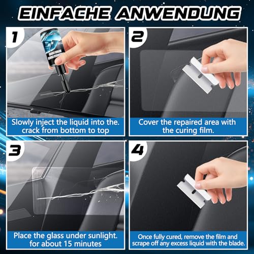 Windshield Crack Repair Kit,Upgraded Car Windshield Chip Repair Kit,Car Crack Gone Glass Repair Kit Car Glass Repair Kit for Cracks and Chips,Glass Repair Tool for Glasses,Mirrors(2Pcs)