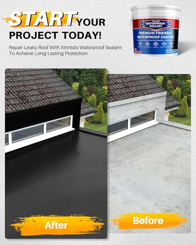 Liquid Water Proof Sealant Coating, 2 Gallon, Roof Leak Repair Coating Black, Water-Based Rubber Waterproof Sealant, Polyurethane Waterproof Coating for Roofs, Foundations, Basements - color: Black, size: 2 Gallon
