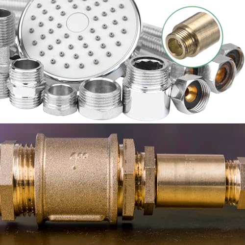 M METERXITY Shower Head Extension Arm, Brass G1/2 Male to Female Extension Pipe Fitting Adapter with PTFE Thread Seal Tape for Shower/Faucet, Pipe Plumbing Coupler 1.18"/30mm 2-Pack - size: 1.18"/30mm