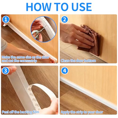 TBWHL Shower Door Bottom Seal Strip Silicone Rubber Sealing Sticker 16 Feet Translucent for Glass Sliding Doors/Shower Enclosures, Self-Adhesive Dust/Noise Proof Weatherstrip (35mm)