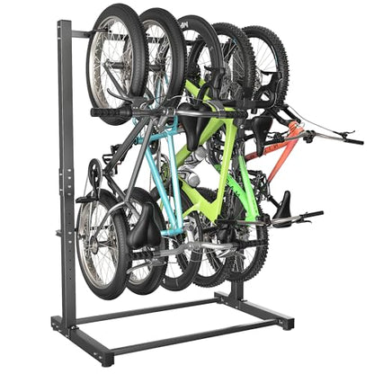 EVERHANGER Freestanding Bike Rack, Vertical Bike Rack Stand for Garage, Bicycle Storage Organizer, Holds Up to 5 Bikes - style: 5 Bike Hooks