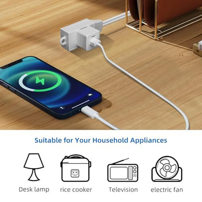 TiFFCOFiO Indoor Extension Cord, 2 Prong 6 Feet Extension Cord, 3 Polarized Outlets with Safety Slide Windows,13A/1625W, 16 AWG, 2 Packs - size: 2 Packs