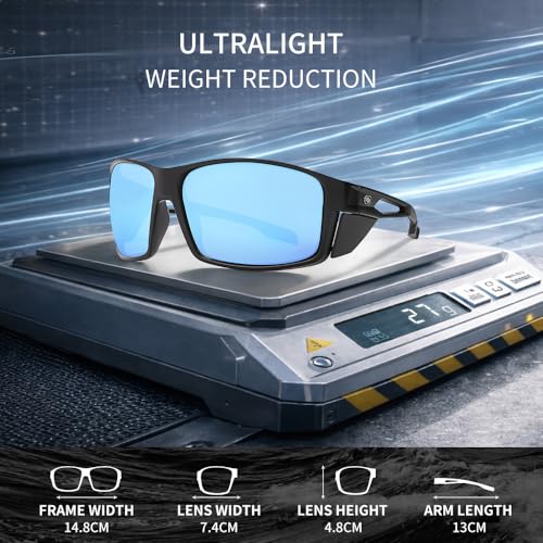 Z87 Polarized Safety Sunglasses, UV400 Wraparound Work Glasses,Protective Shades for Men Women Driving Cycling - color: Matte Black Blue Mirror