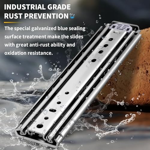 YENUO Heavy Duty Drawer Slides 12 14 16 18 20 22 24 26 28 30 32 34 36 38 40 44 48 52 56 60 Inch Full Extension Side Mount Ball Bearing Long Rails Track Guide Glides Runners Load 500 Lbs 1 Pair - size: 18 Inch, style: Load:500 lb (No lock) -W:76mm